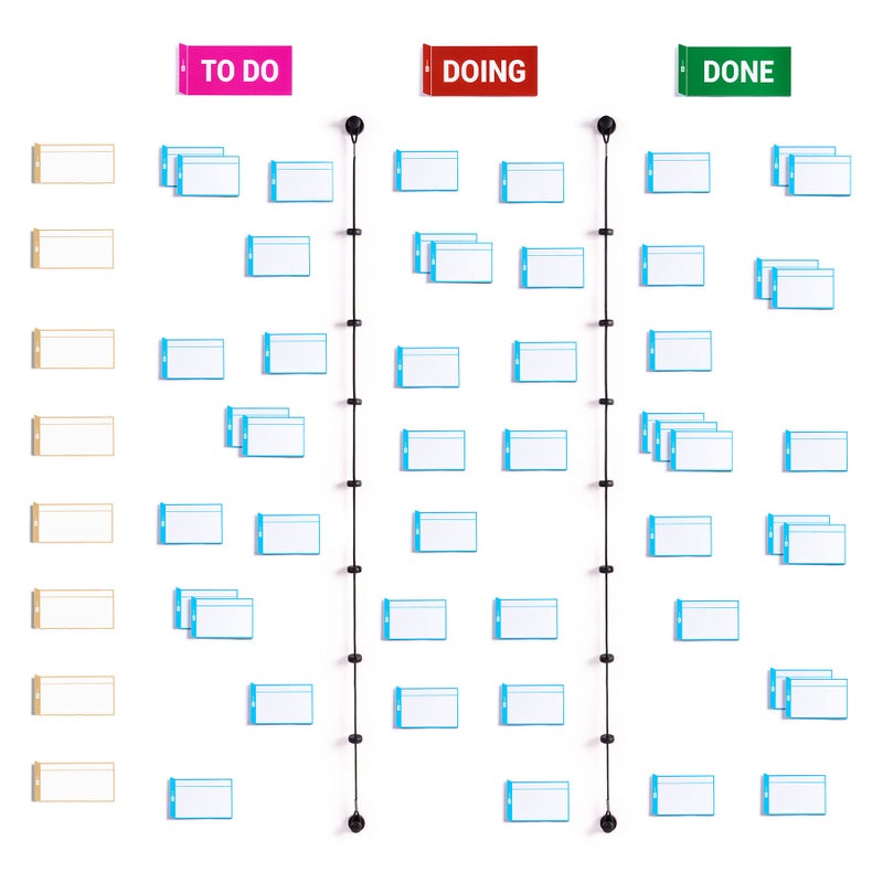 PATboard Scrum Board and Kanban Board - Basic Toolset Magnetic â€“ Agile Magnetic Cards and Kanban & Scrum Tools â€“ Reusable Magnets Scrum Board kit - for Office whiteboards and Metal Surfaces - Image 1